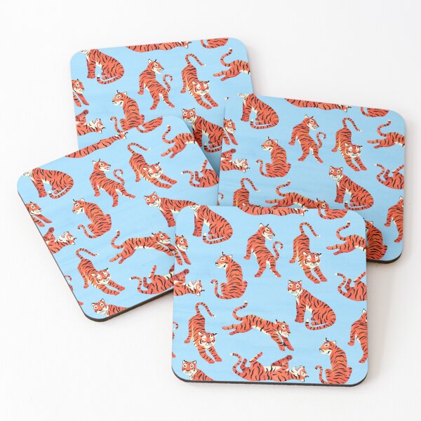 Item preview, Simple Tiger Illustration - Red and Pale Blue designed and sold by TigaTiga.