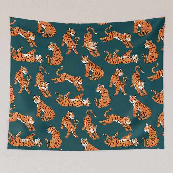 Item preview, Simple Tiger Illustration - Orange and Teal  designed and sold by TigaTiga.