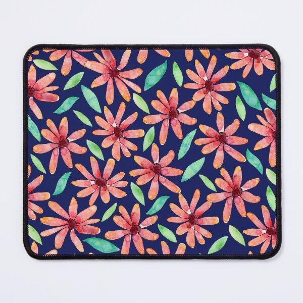 Item preview, Navy Blue Colourful Watercolour Daisies designed and sold by Lozzie Eliza Designs.