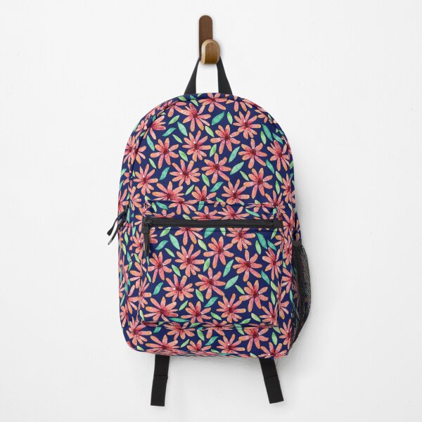 Item preview, Navy Blue Colourful Watercolour Daisies designed and sold by Lozzie Eliza Designs.