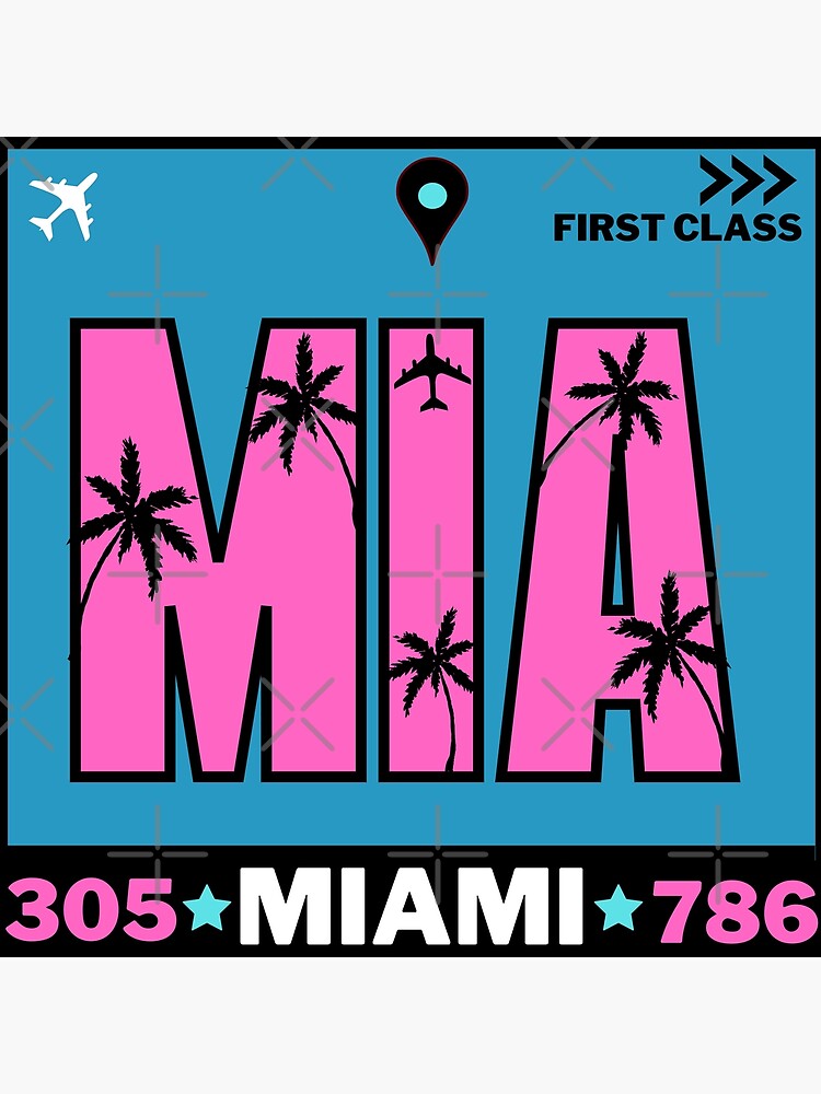 "Miami International Airport MIA Airport (Blue x Pink x Black)" Poster