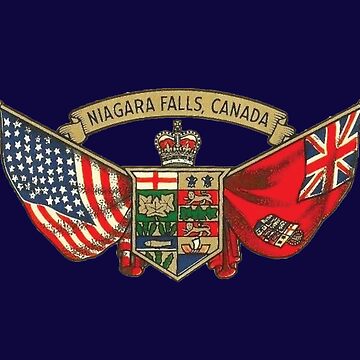 Vintage Niagara Falls Canada, American and Canadian Flags 00433