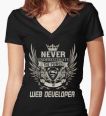 WEB DEVELOPER NEVER UNDERESTIMATE Women's Fitted V-Neck T-Shirt