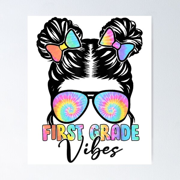 Item preview, First Grade Vibes Back To School Girls Messy Bun Tie dye  designed and sold by anes18.