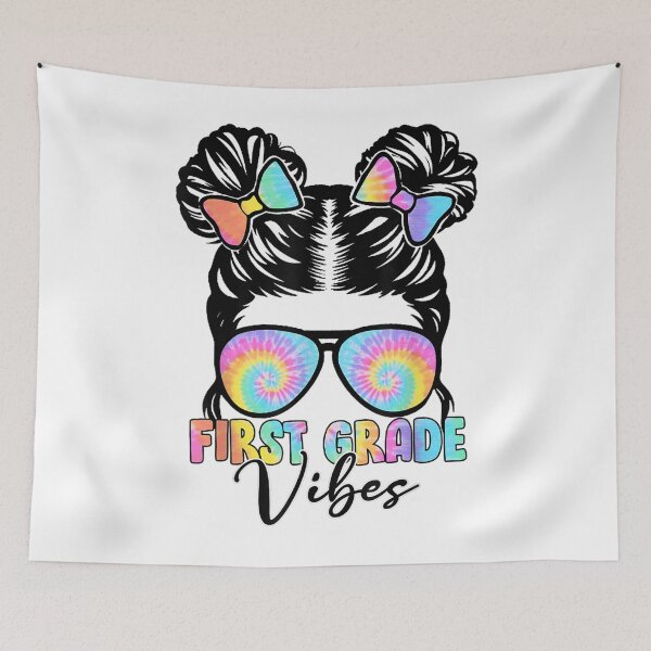Item preview, First Grade Vibes Back To School Girls Messy Bun Tie dye  designed and sold by anes18.