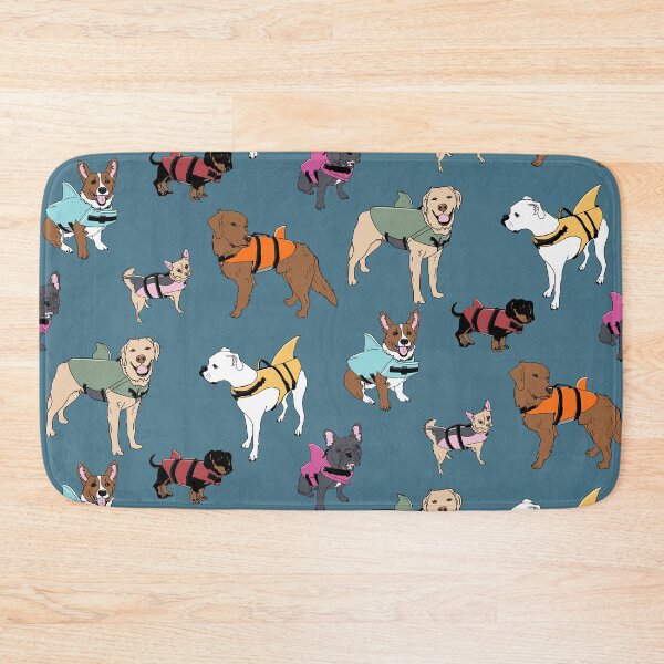 Item preview, Dog Sharks on blue designed and sold by Quick Brown Fox Canada.