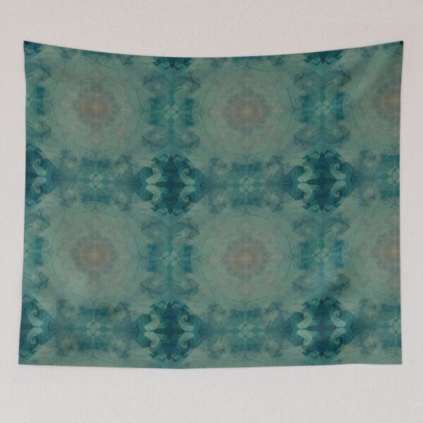 Item preview, Kaleidoscopic grungy abstract in muted turquoise  designed and sold by Bonheurem.