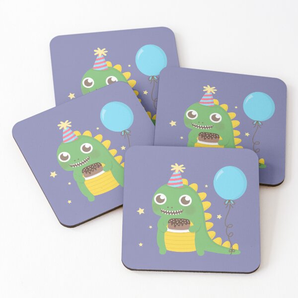 Item preview, Cute Party Dinosaur with Cake and Balloon designed and sold by rustydoodle.