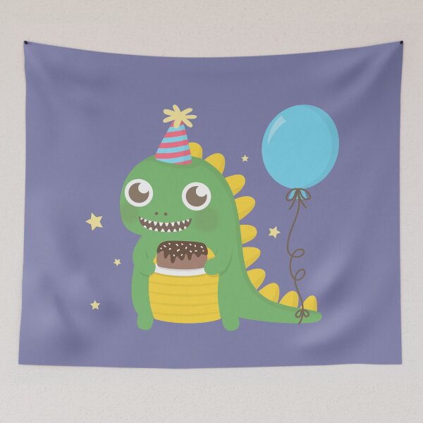 Item preview, Cute Party Dinosaur with Cake and Balloon designed and sold by rustydoodle.