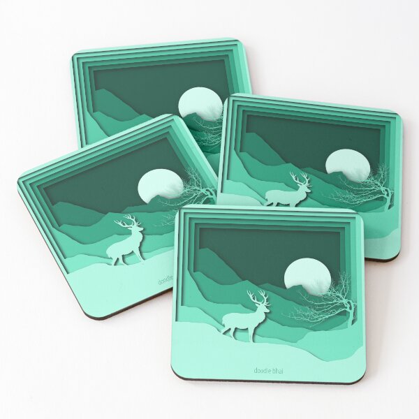 Item preview, Lone stag experiencing moonlight designed and sold by Doodlebhai.