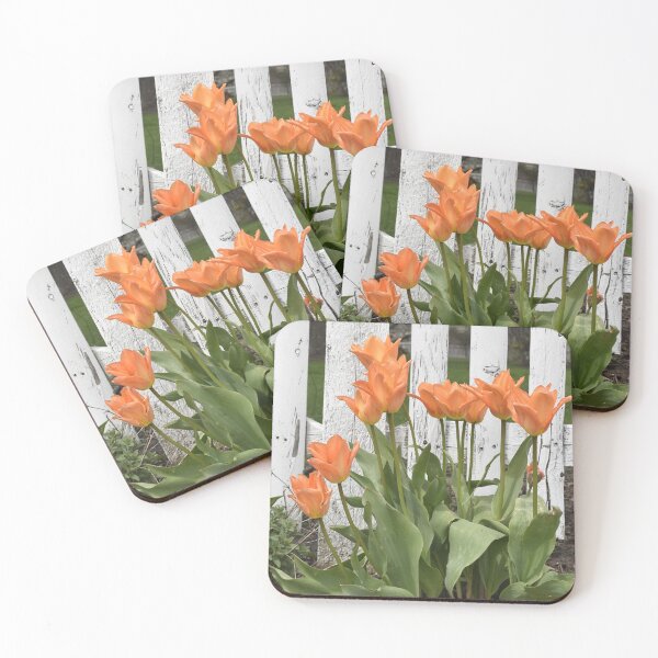 Item preview, Orange Tulips by the Fence designed and sold by Kathleen Brant.