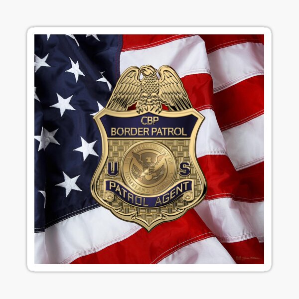 Artikel-Vorschau von United States Border Patrol - USBP Patrol Agent Badge über amerikanischer Flagge, designt und verkauft von Serge Averbukh Art Studio.