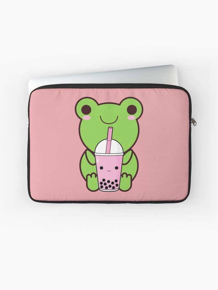 Cute Cartoon Kawaii Frog drinking Boba Tea