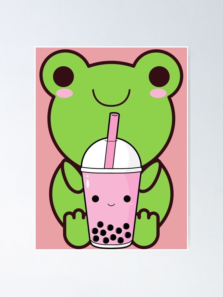 Cute Cartoon Kawaii Frog drinking Boba Tea | adorable Boba animals ...