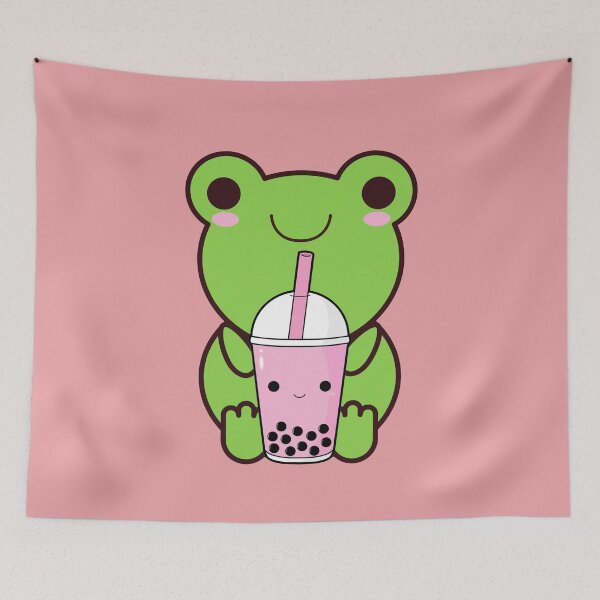 Item preview, Cute Cartoon Kawaii Frog drinking Boba Tea | adorable Boba animals | Kawaii aesthetic | Kawaii Boba Tea Frog | Froggy Boba | Chibi kawaii frog and mushroom designed and sold by Saffire6.