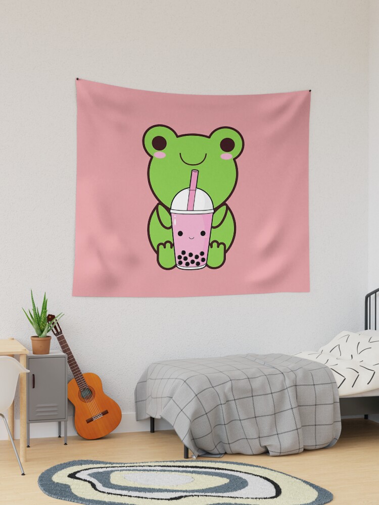 cute frog, kawaii frog cartoon - Cute Frog - Tapestry