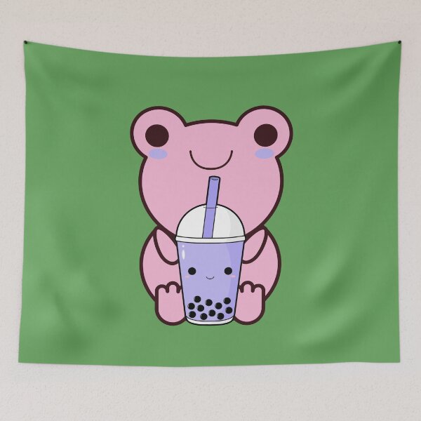 Item preview, Cute Cartoon Kawaii Frog drinking Boba Tea | adorable Boba animals | Kawaii aesthetic | Kawaii Boba Tea Frog | Froggy Boba | Chibi kawaii frog and mushroom designed and sold by Saffire6.