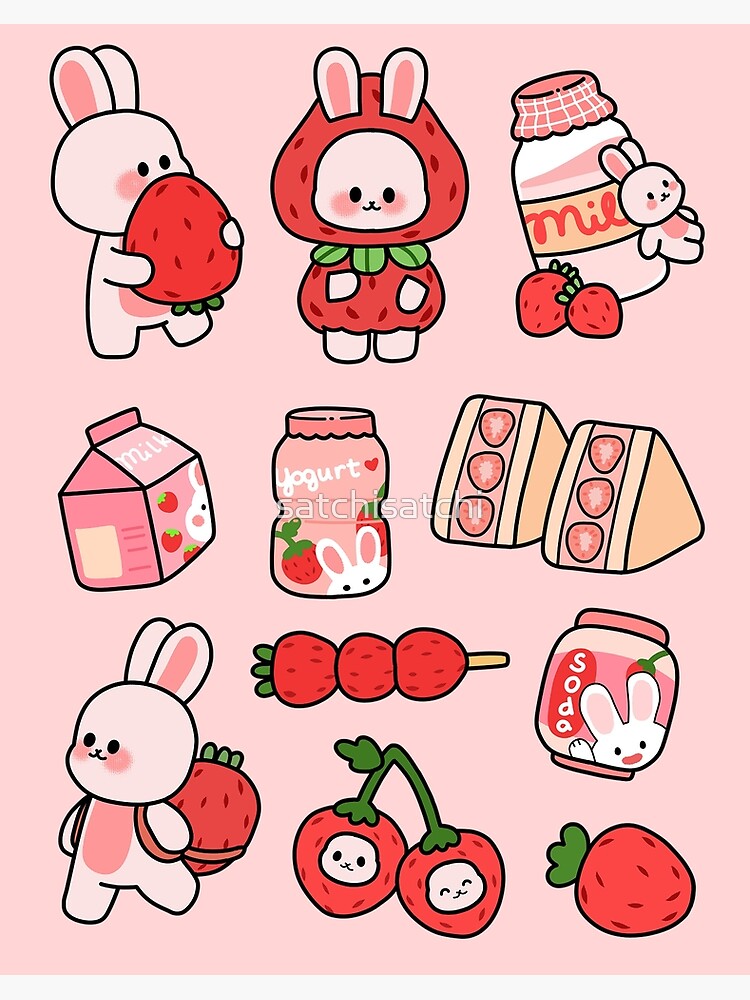 絵画 strawberry & cutie rabbit aps,504x498,small,transparent-