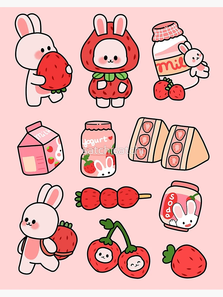 絵画 strawberry & cutie rabbit strawberry & cutie rabbit 絵画