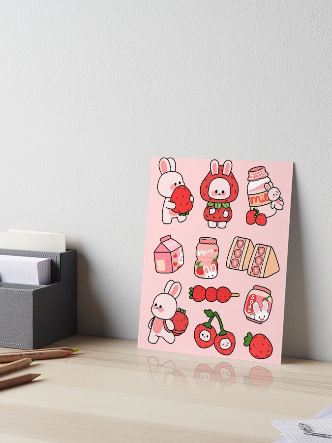 絵画 strawberry & cutie rabbit Strawberry Bunny Posters for Sale | Redbubble
