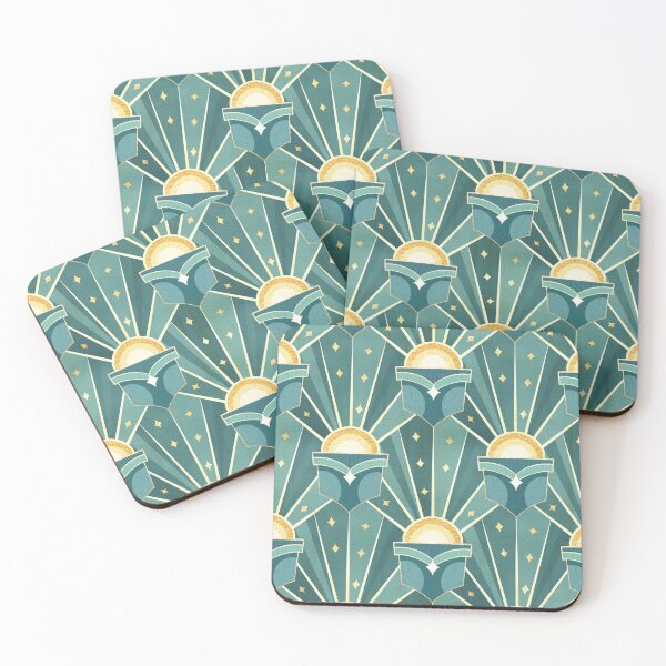 Item preview, Retro Art Deco Sunshine - Teal  designed and sold by TigaTiga.