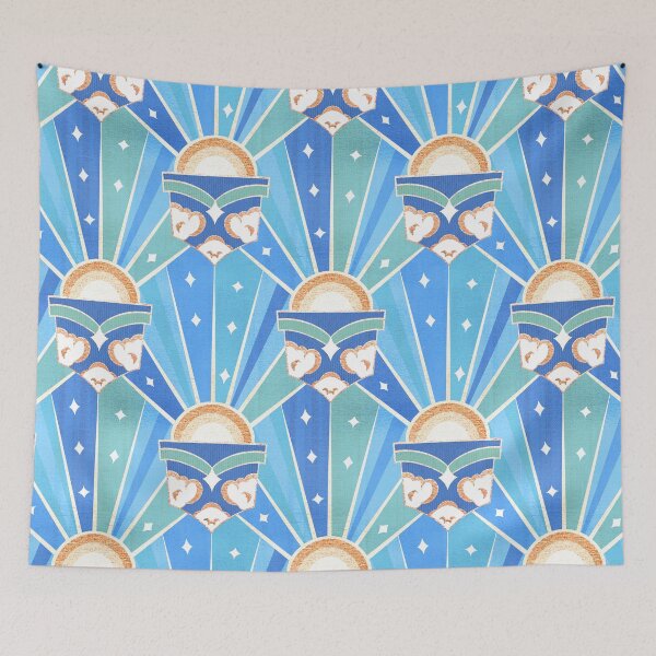 Item preview, Retro Art Deco Sunshine - Teal  designed and sold by TigaTiga.