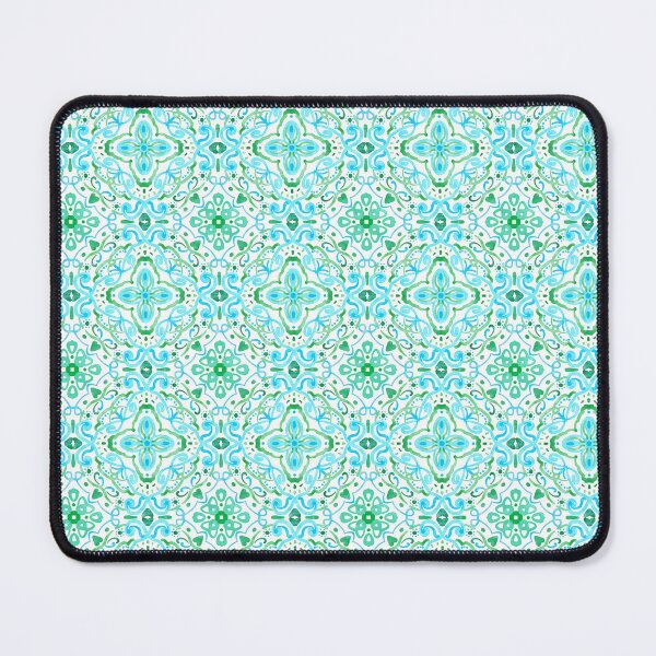 Item preview, watercolor green blue tile pattern designed and sold by inkbearblue.