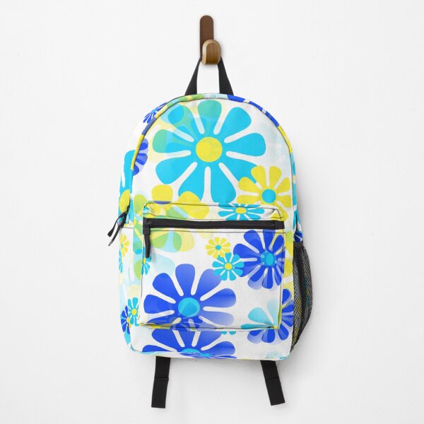 Item preview, 60's Retro Groovy Mod Flowers in Yellow, Aqua and Blue designed and sold by MellowCat.