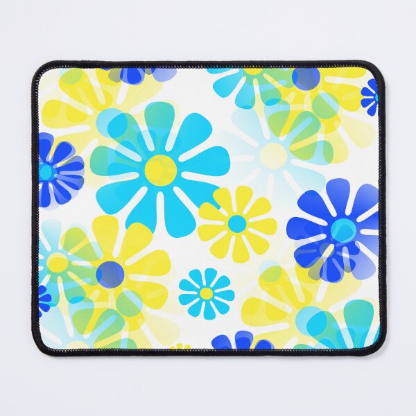 Item preview, 60's Retro Groovy Mod Flowers in Yellow, Aqua and Blue designed and sold by MellowCat.
