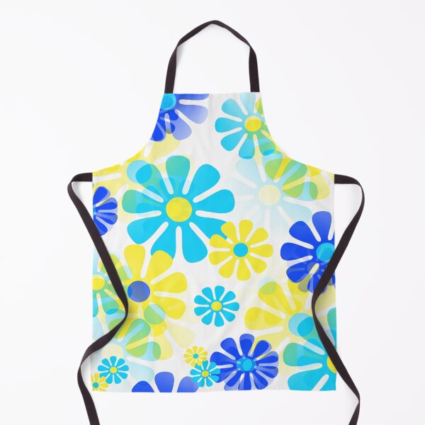 Item preview, 60's Retro Groovy Mod Flowers in Yellow, Aqua and Blue designed and sold by MellowCat.