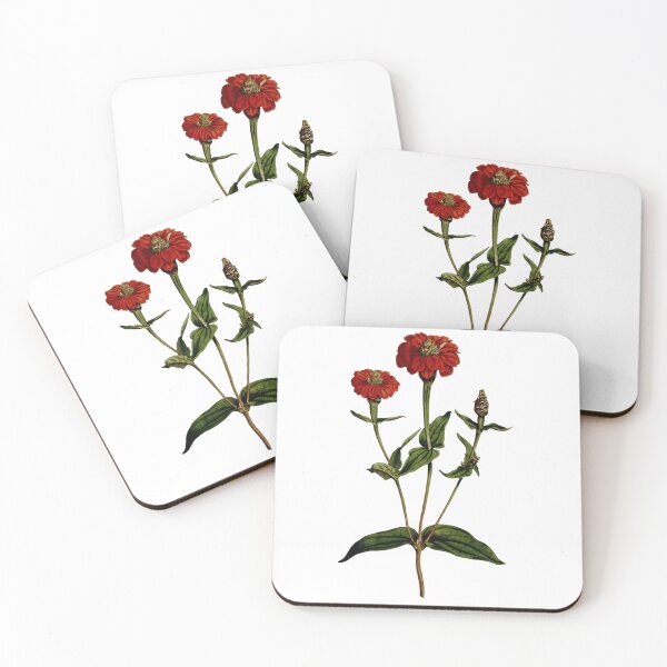Item preview, Botanical Art Single Red Zinnia designed and sold by MochaMeli.