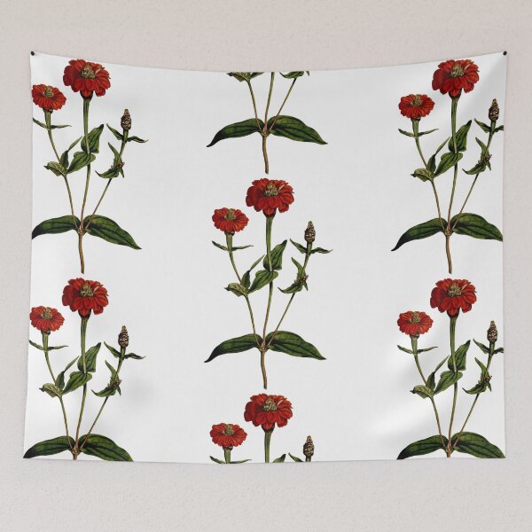 Item preview, Botanical Art Single Red Zinnia designed and sold by MochaMeli.