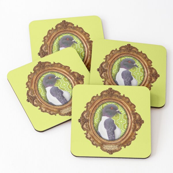 Item preview, Yellow Pigeon Lady in Vintage Frame designed and sold by FaceTheStrange.