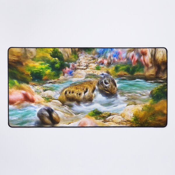 Splashing River: Pierre-Auguste Renoir Inspired Series Desk Mat