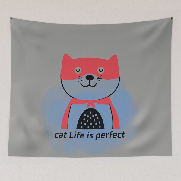 Item preview,   super cat t-shirts, hero cat, funny cat, cat life is perfect t-shirts designed and sold by BLUE  bubble.