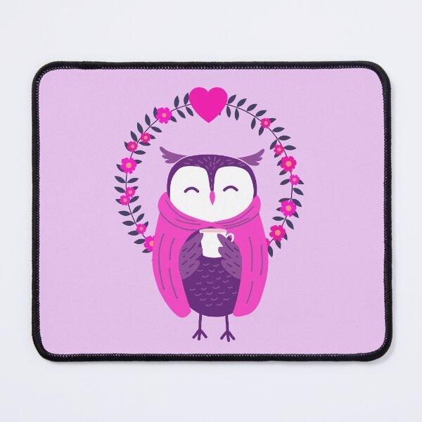 Item preview, Purple hooded owl drinking coffee designed and sold by Muhashii Mu.