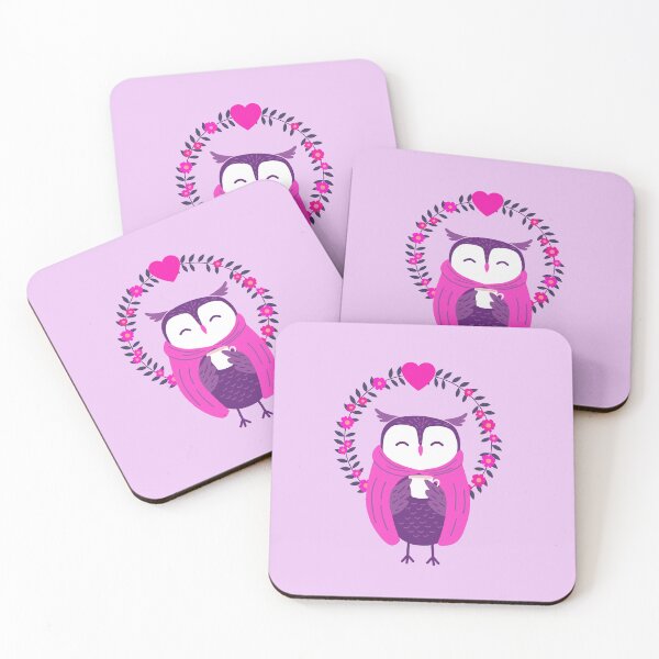 Item preview, Purple hooded owl drinking coffee designed and sold by Muhashii Mu.