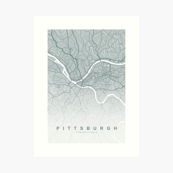 "Pittsburgh Map Art" Art Print for Sale by artymaps Redbubble