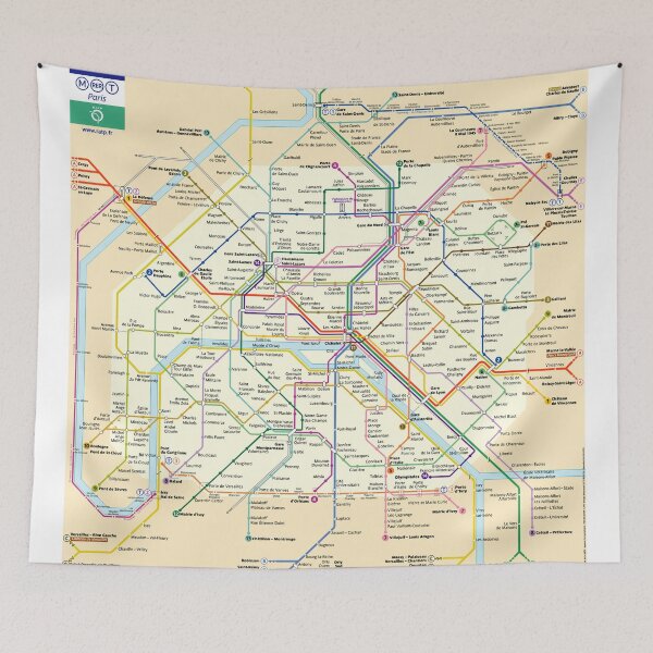 Item preview, Paris, France Metro Subway Tube Underground Map designed and sold by KALEIDOSCOPE UK.