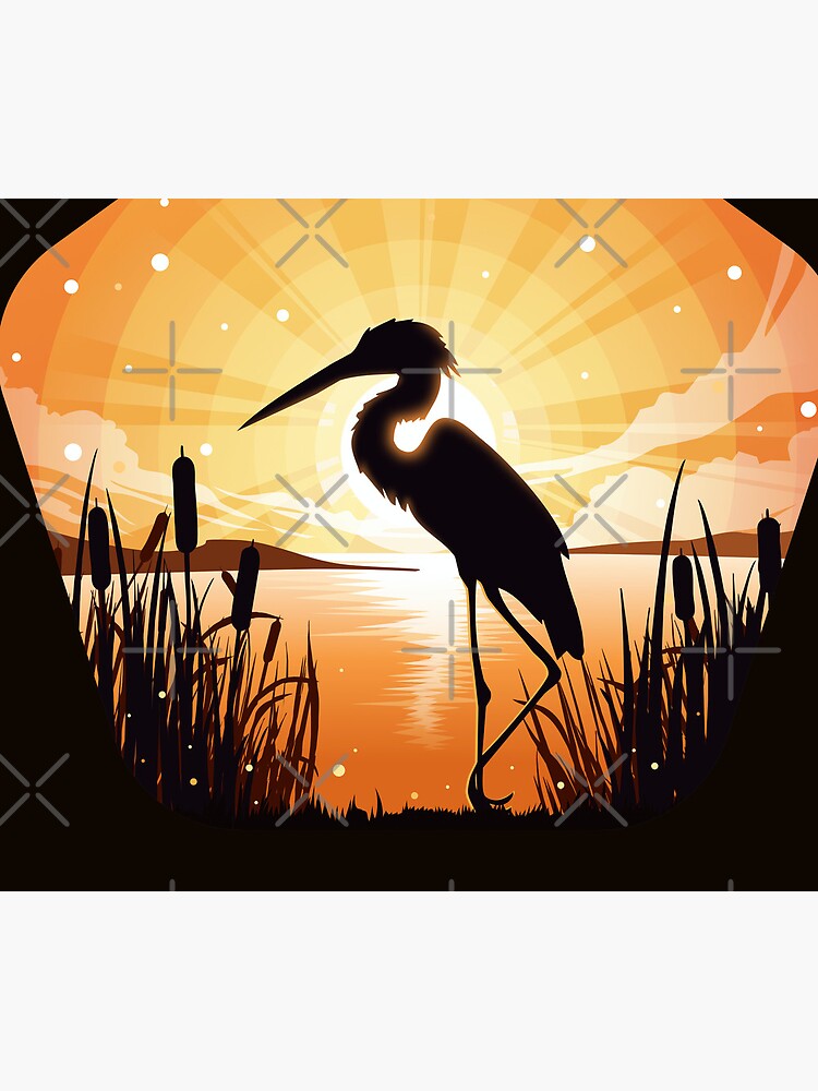 The heron stands on the shore of the lake by andrey-art