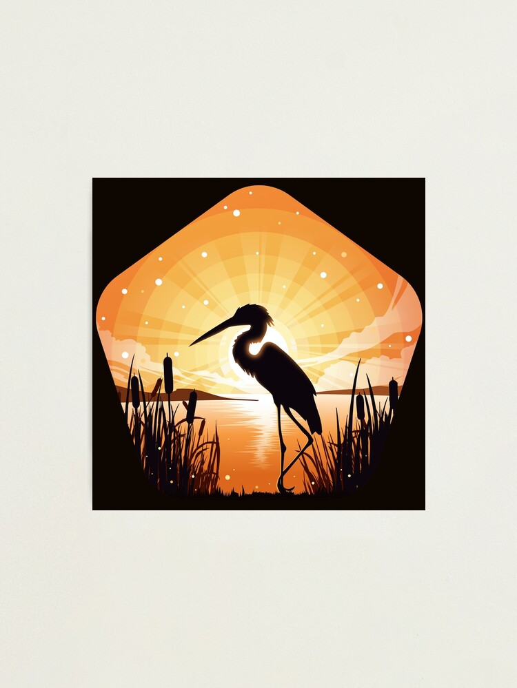 Alternate view of The heron stands on the shore of the lake Photographic Print