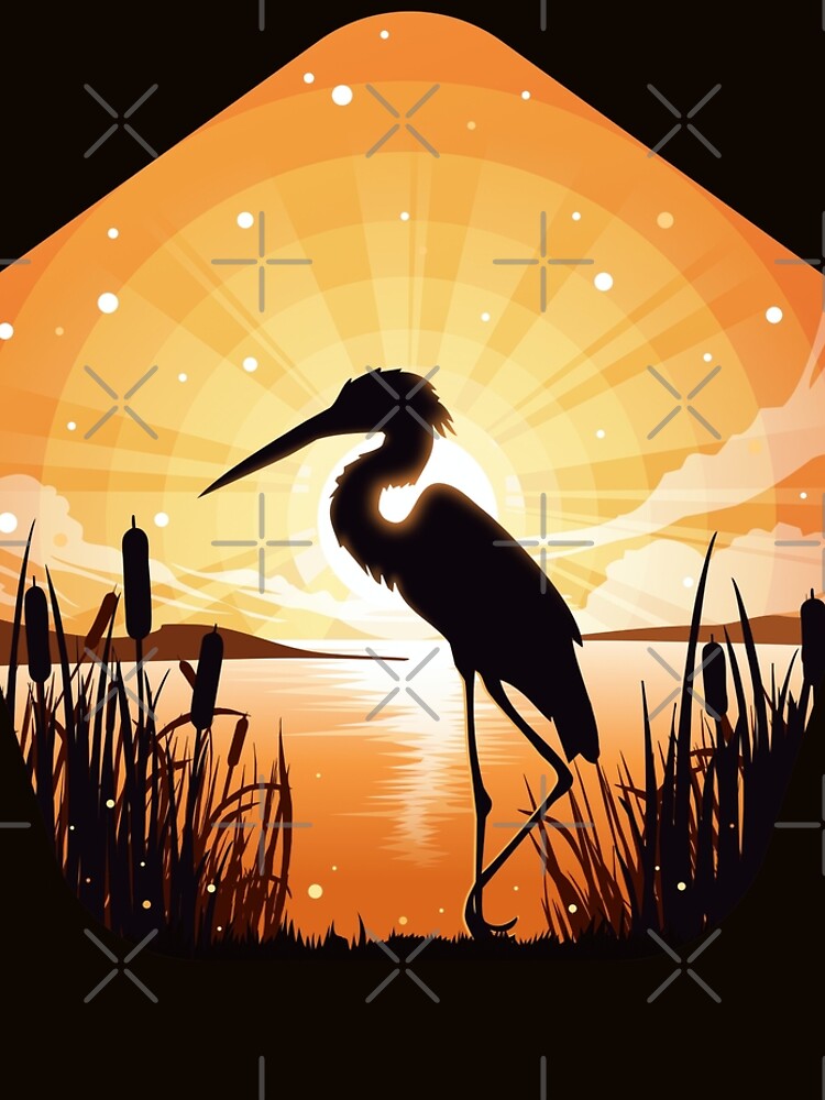 The heron stands on the shore of the lake by andrey-art