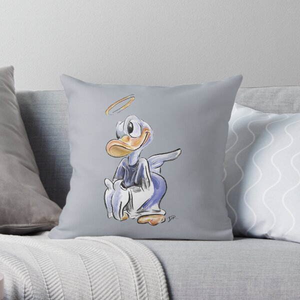 Charcoal and Oil - Angel Donald Duck Throw Pillow
