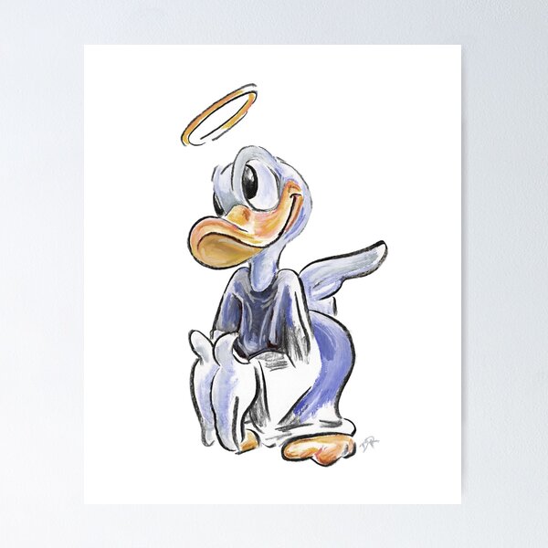 Charcoal and Oil - Angel Donald Duck Poster
