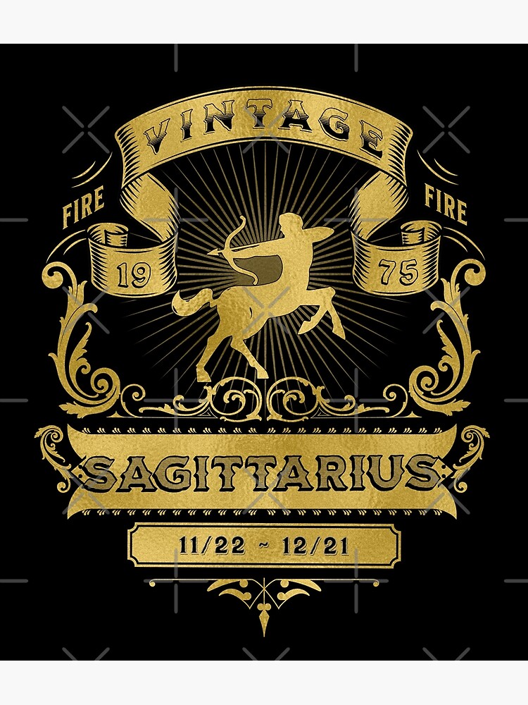 the-zodiac-sign-of-sagittarius-golden-vintage-1975-poster-for-sale-by