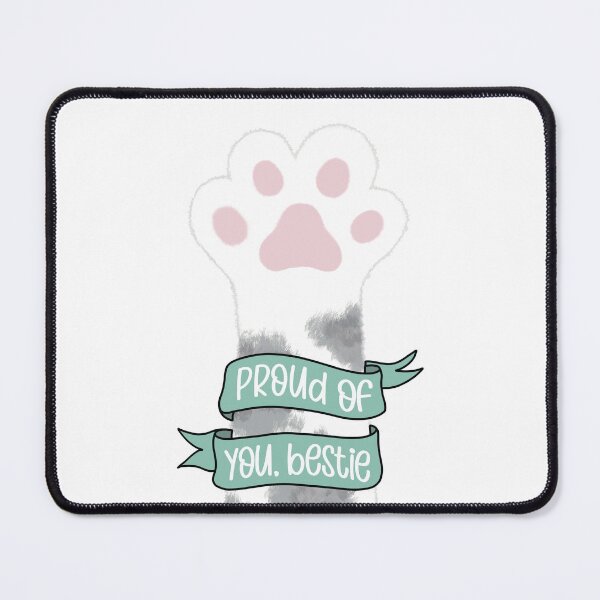 Item preview, Proud of You Bestie Cat Paw High Five Illustration Art, White Grey Pink Cat Print designed and sold by Dazzline Designs.
