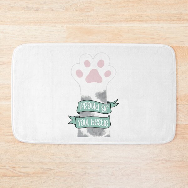 Item preview, Proud of You Bestie Cat Paw High Five Illustration Art, White Grey Pink Cat Print designed and sold by Dazzline Designs.