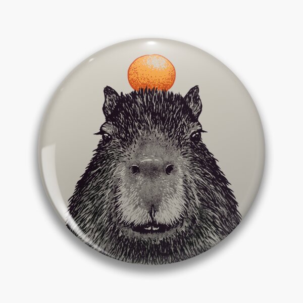 Item preview, Capybara  Orange | Capy Yuzu | Capybara with Orange on Head | His Name - Gort | Portrait designed and sold by Any Color Designs.