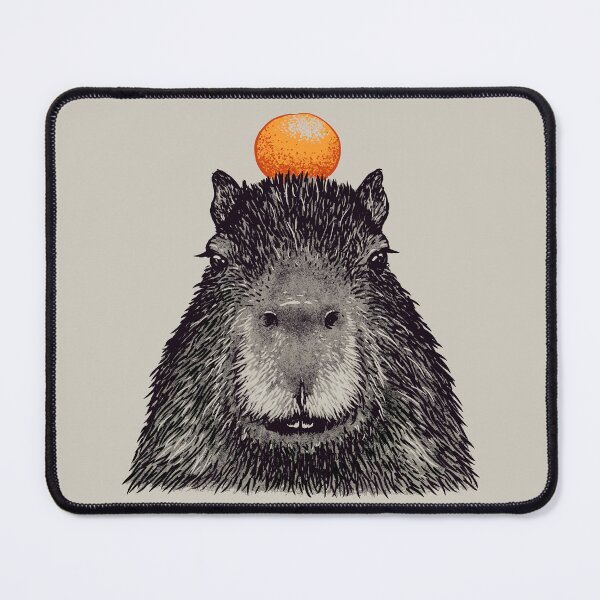 Item preview, Capybara  Orange | Capy Yuzu | Capybara with Orange on Head | His Name - Gort | Portrait designed and sold by Any Color Designs.