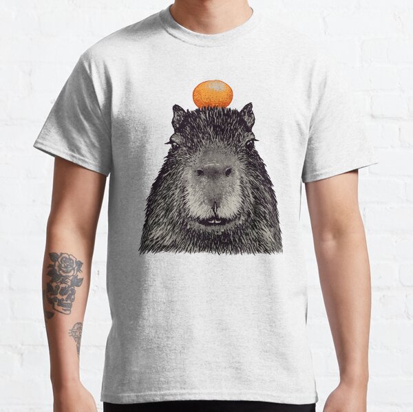 Capybara Orange | Capy Yuzu | Capybara with Orange on Head | His Name - Gort | Portrait Classic T-Shirt